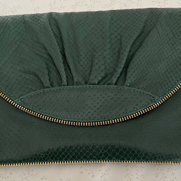 Lauren Merkin Clutch Bag in  Snakeskin Green - Picture 3 of 7
